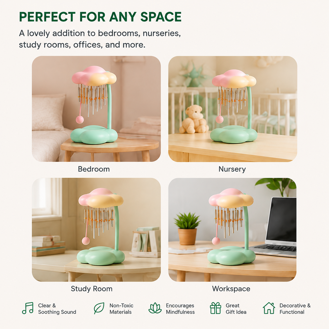 Cloud Chimes Sensory Educational Toy, Soothing Wind Chime for Children