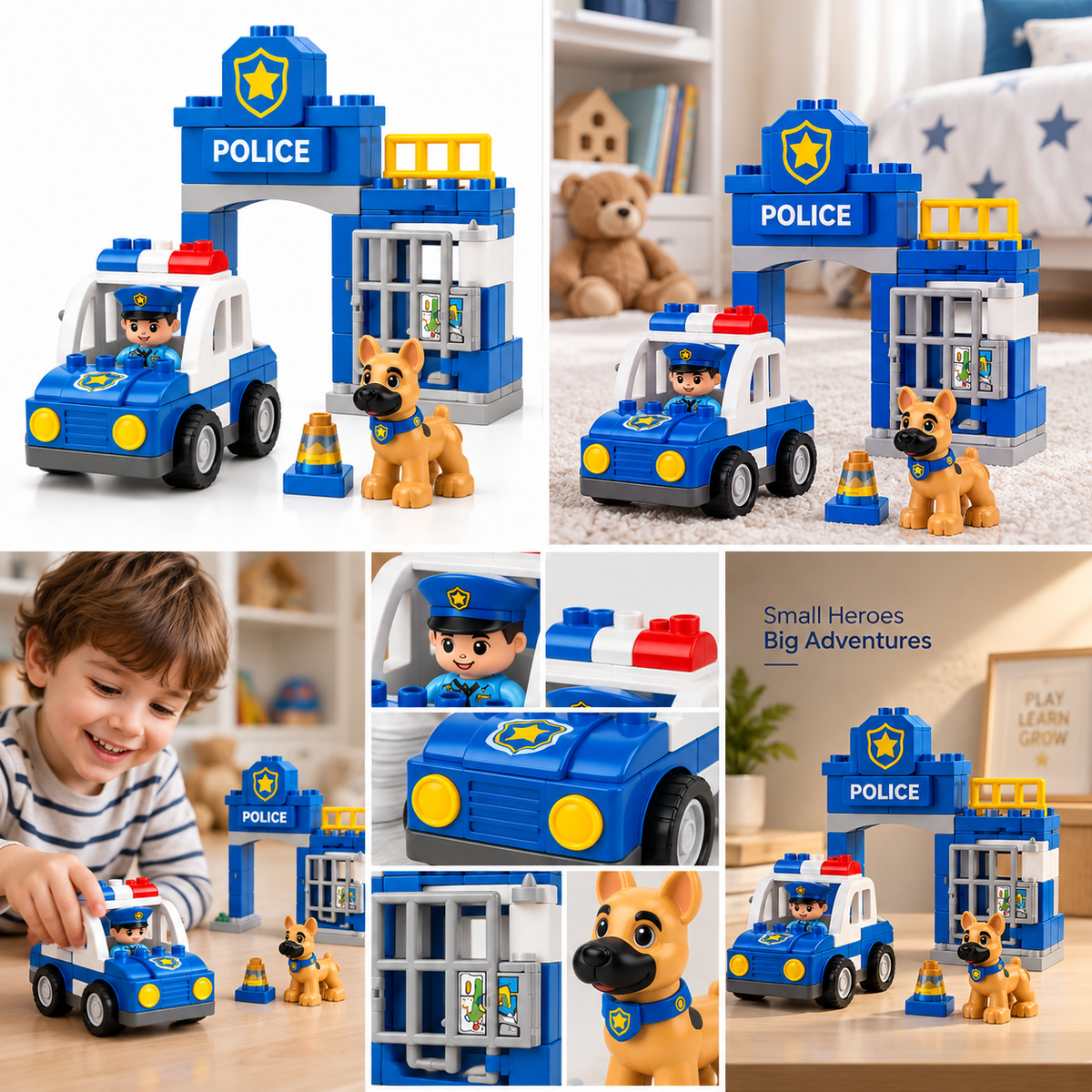 Virexaxe® Police Station Building Playset – Police Car and K9 Adventure Toy