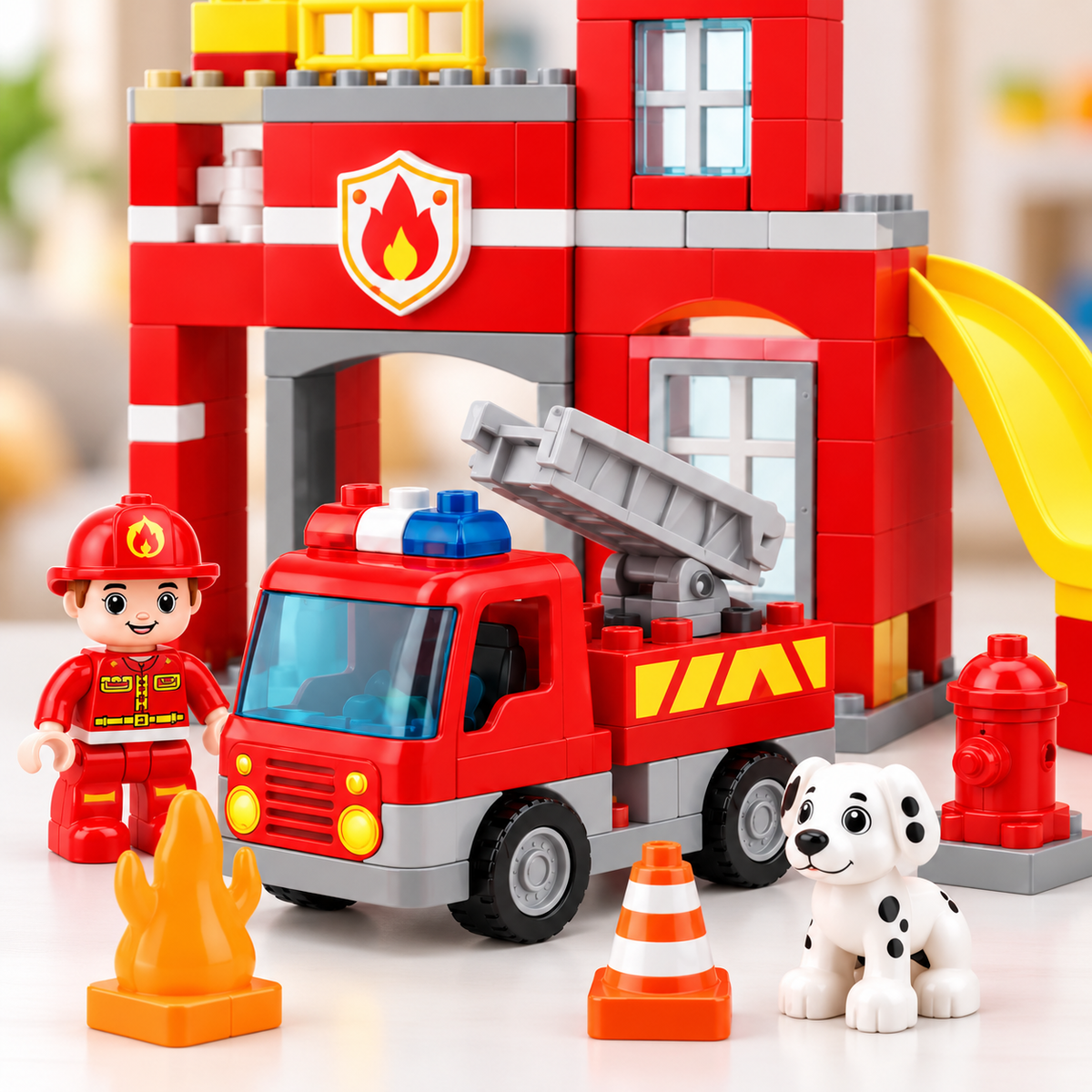 Virexaxe® Fire Station Building Playset – Fire Truck and Rescue Adventure Toy