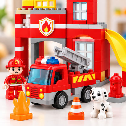 Virexaxe® Fire Station Building Playset – Fire Truck and Rescue Adventure Toy