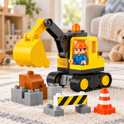 Virexaxe® Construction Excavator Playset – Building Blocks and Pretend Play Toy