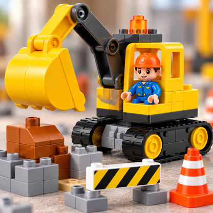 Virexaxe® Construction Excavator Playset – Building Blocks and Pretend Play Toy
