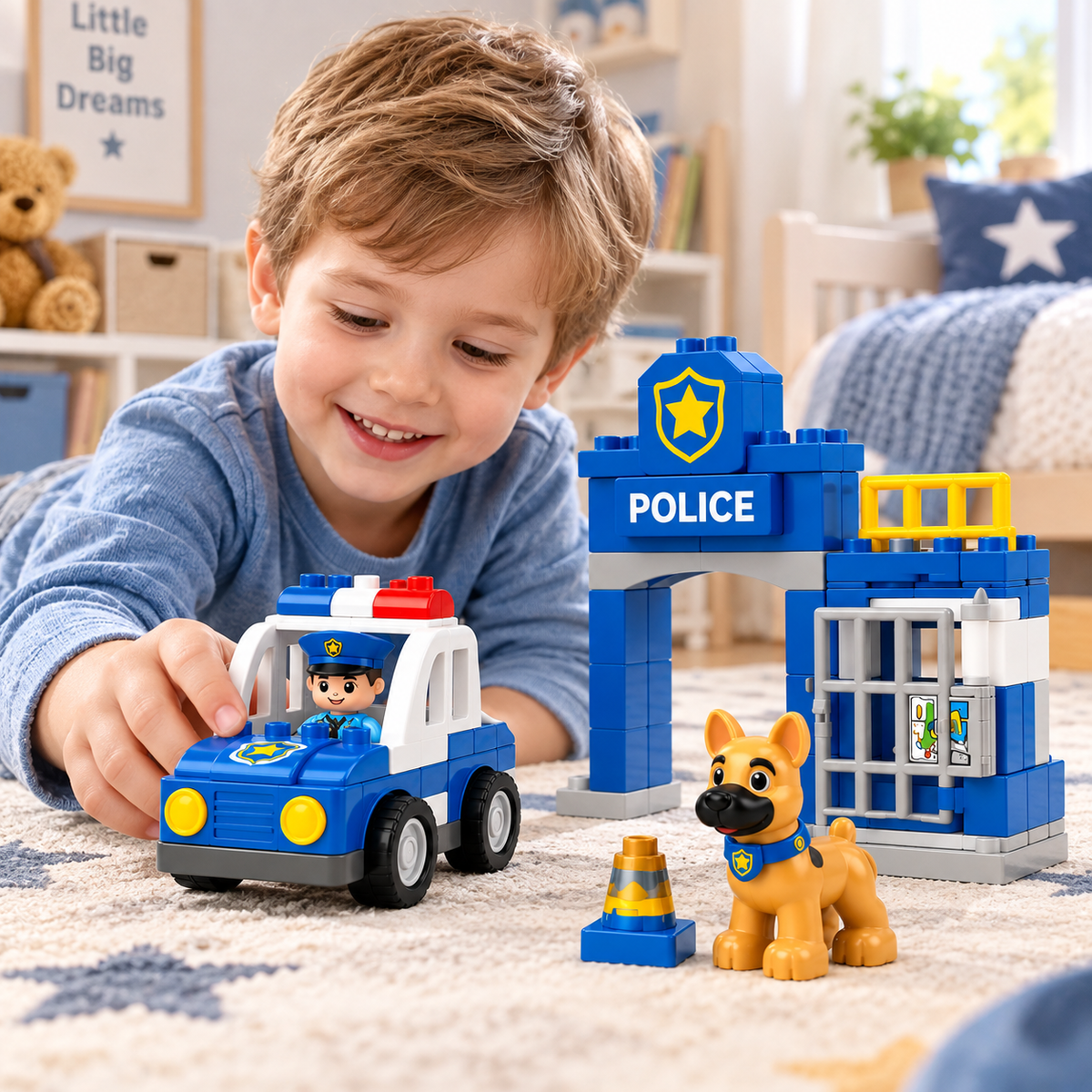 Virexaxe® Police Station Building Playset – Police Car and K9 Adventure Toy