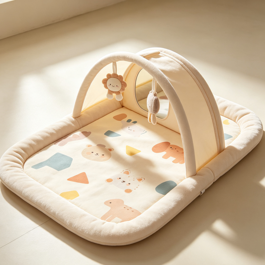 Foldable Baby Play Mat with Arched Fabric Early Learning Activity Frame