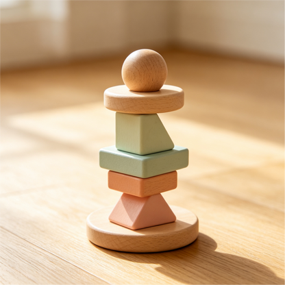 Montessori Log Stacking Blocks – Macaron Geometric Stacking Column Set