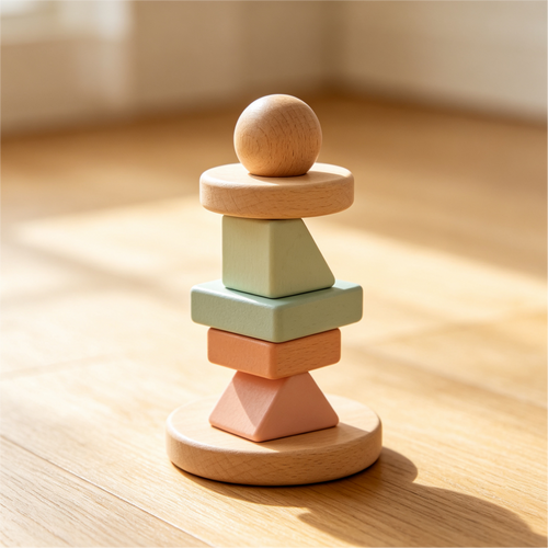 Montessori Log Stacking Blocks – Macaron Geometric Stacking Column Set