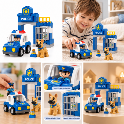 Virexaxe® Police Station Building Playset – Police Car and K9 Adventure Toy