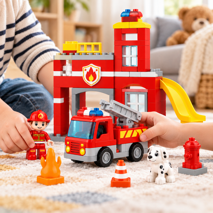 Virexaxe® Fire Station Building Playset – Fire Truck and Rescue Adventure Toy
