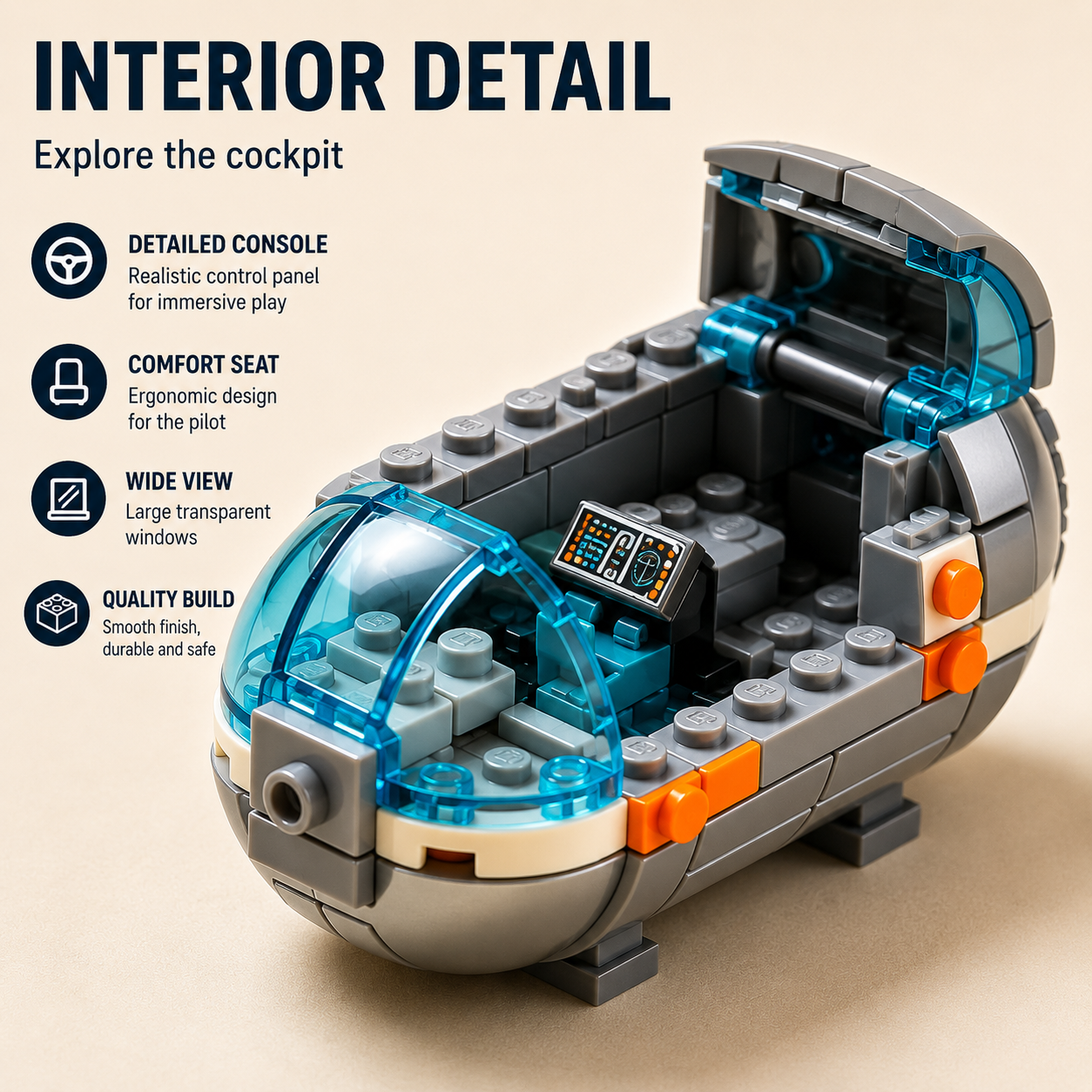 Space Capsule Building Block Set with Astronaut Minifigures