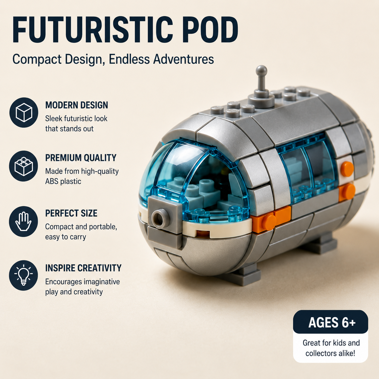 Space Capsule Building Block Set with Astronaut Minifigures