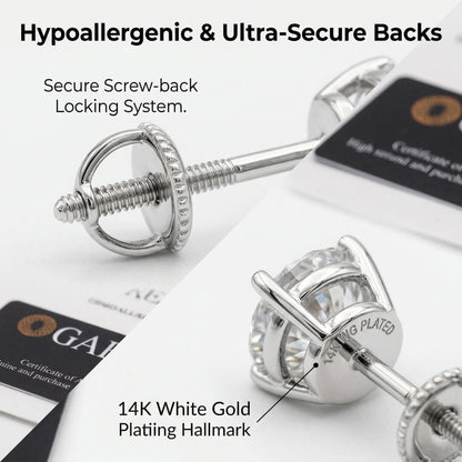 [new earrings] 1-6.00 CTW Classic Round Lab-Created Diamond Stud Earrings - Secure 4-Prong & Hypoallergenic-Last Day Sale🔥90% OFF