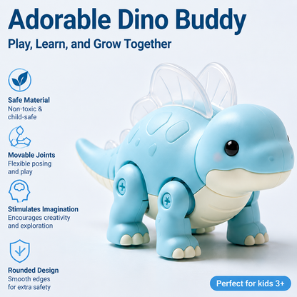 Adorable Movable Dinosaur Toy, Safe Rounded Stegosaurus Figure with Articulated Joints