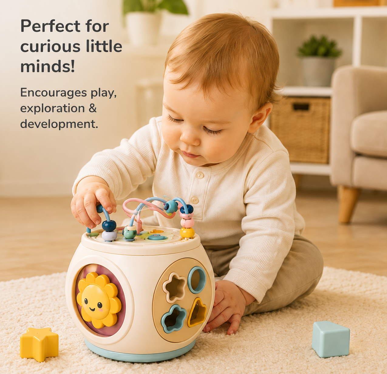 Bead Maze & Shape Sorter Sensory Educational Toy for Babies 0-3 Years Old
