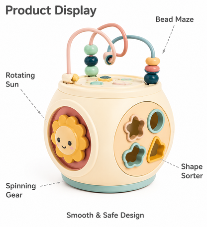 Bead Maze & Shape Sorter Sensory Educational Toy for Babies 0-3 Years Old