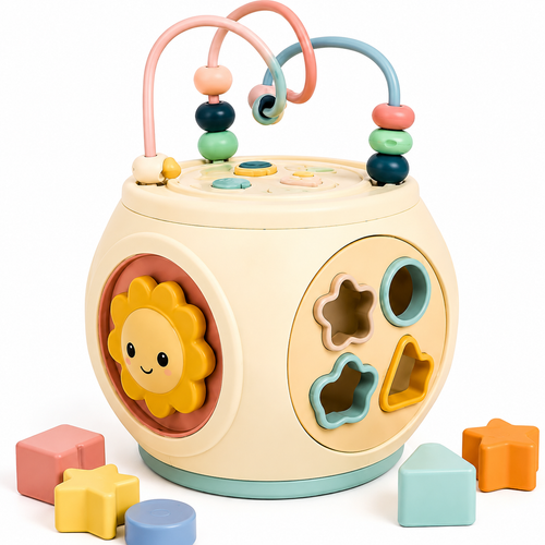 Bead Maze & Shape Sorter Sensory Educational Toy for Babies 0-3 Years Old