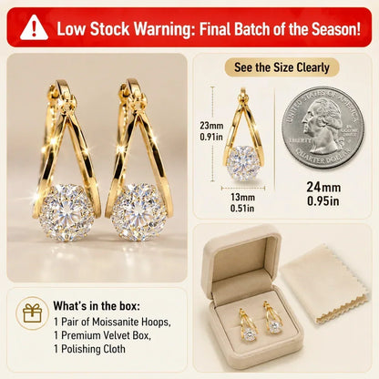 🔥 LAST DAY 90% OFF: 1-Second Easy-Snap VVS1 Flawless Moissanite Suspended Hoop Earrings in Triple 14K Gold over 925 Silver