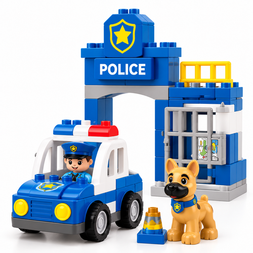 Virexaxe® Police Station Building Playset – Police Car and K9 Adventure Toy