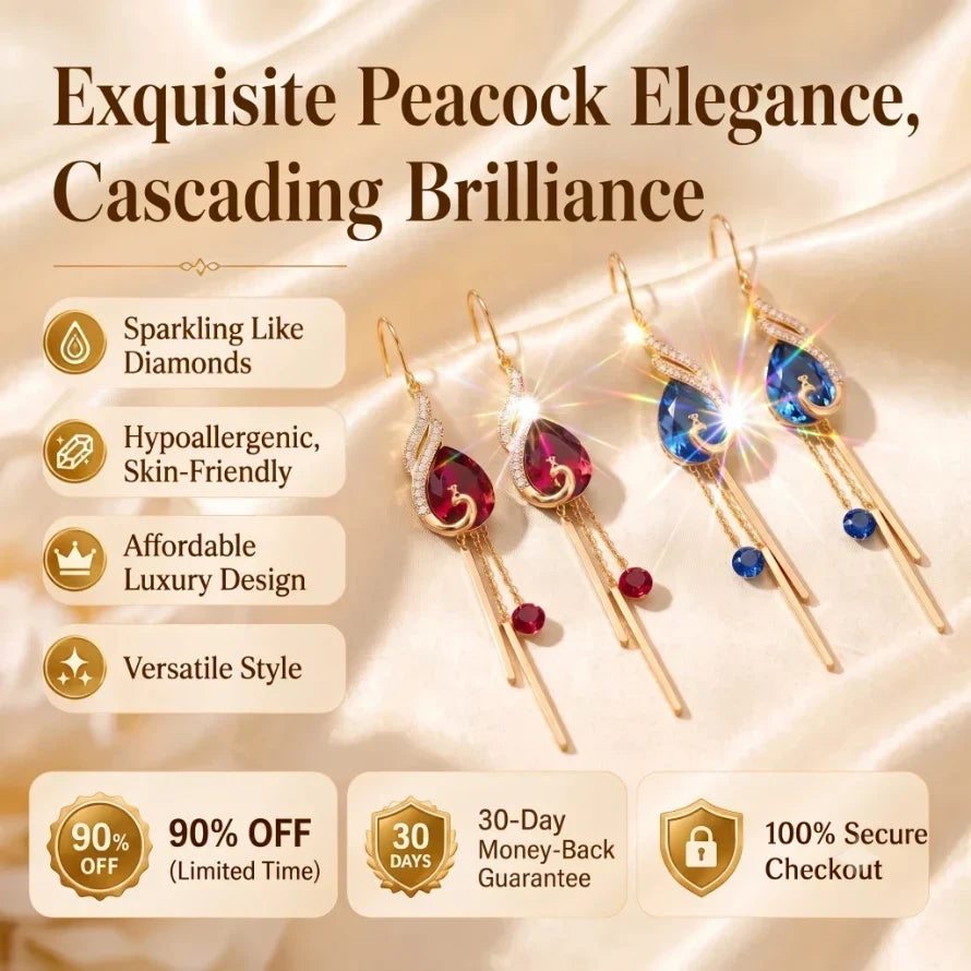 âš?90% OFF Flash Sale: The Royal Peacock: Sapphire-Hued Teardrop Drop Earrings