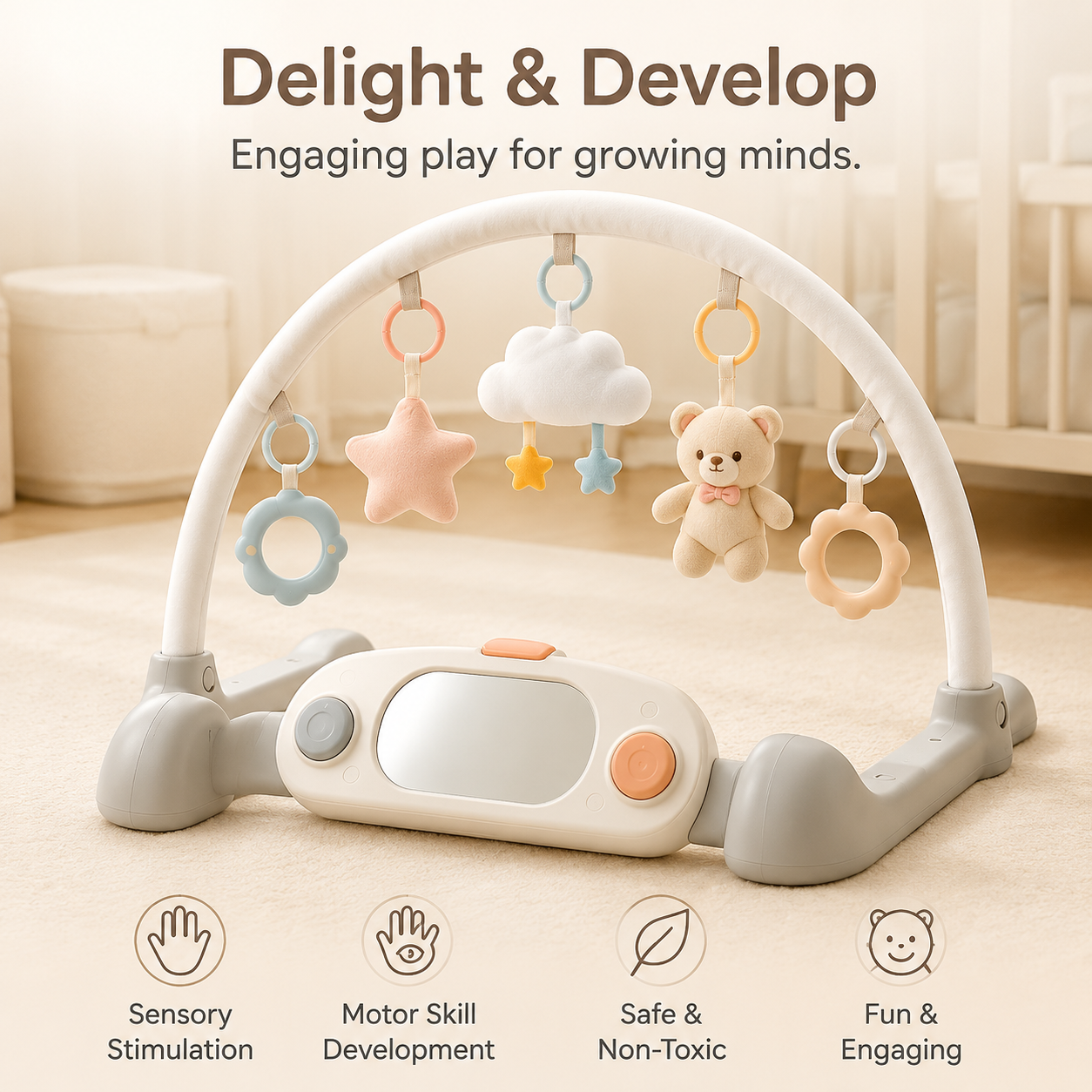 Sensory Soothing Foot-Operated Musical Toy for Newborns