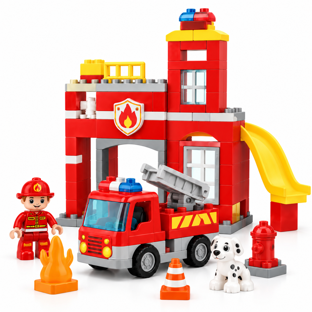 Virexaxe® Fire Station Building Playset – Fire Truck and Rescue Adventure Toy