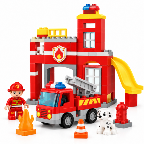 Virexaxe® Fire Station Building Playset – Fire Truck and Rescue Adventure Toy
