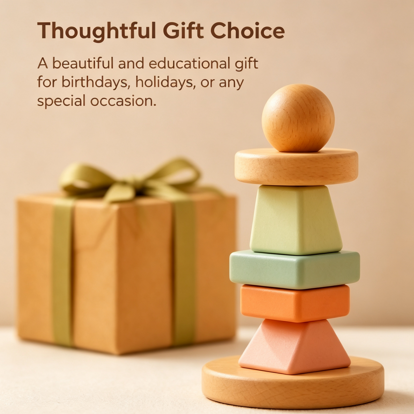 Montessori Log Stacking Blocks – Macaron Geometric Stacking Column Set
