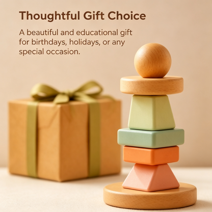 Montessori Log Stacking Blocks – Macaron Geometric Stacking Column Set