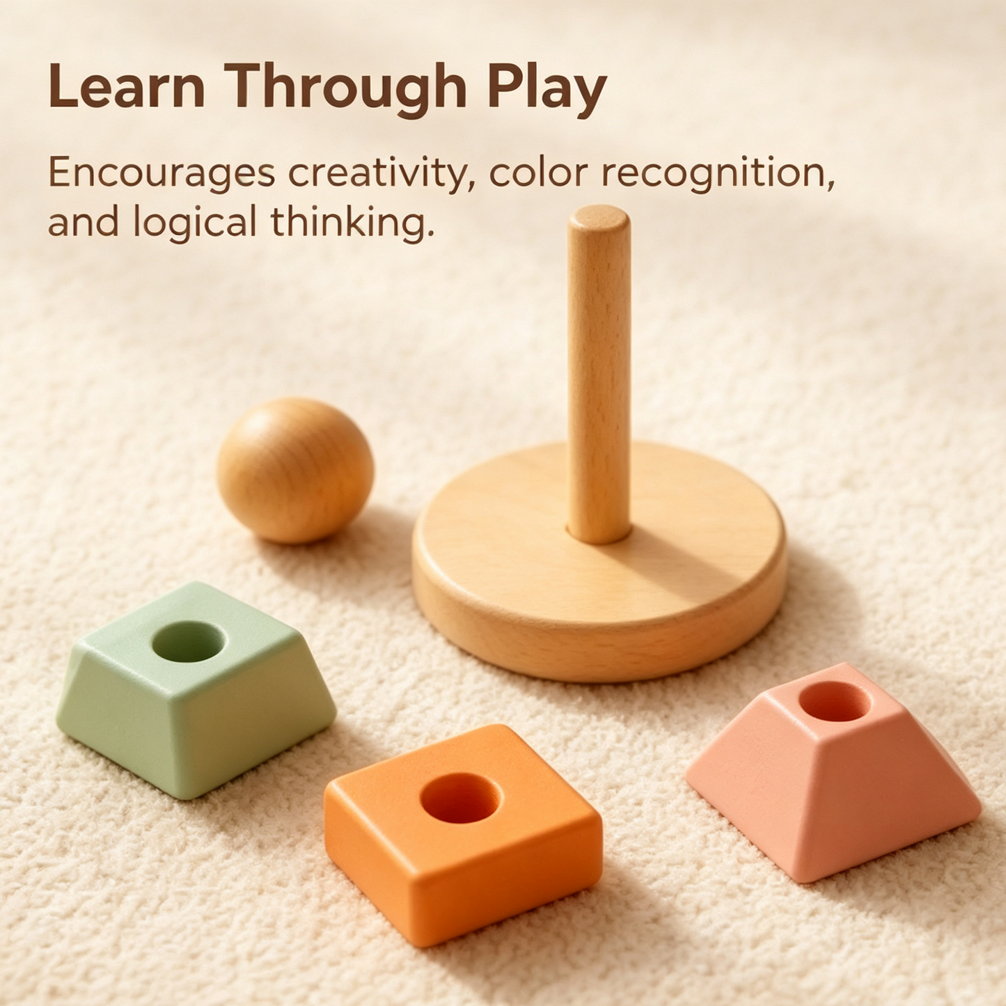 Montessori Log Stacking Blocks – Macaron Geometric Stacking Column Set