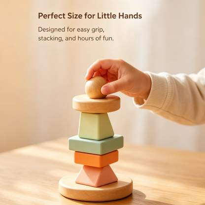 Montessori Log Stacking Blocks – Macaron Geometric Stacking Column Set