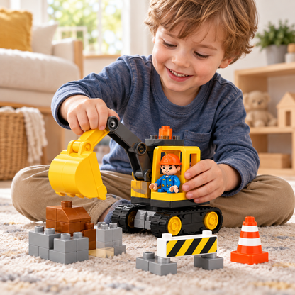 Virexaxe® Construction Excavator Playset – Building Blocks and Pretend Play Toy