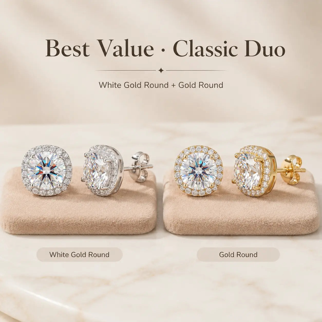 🔥 Best Value · Classic Duo (White Gold Round + Gold Round)
