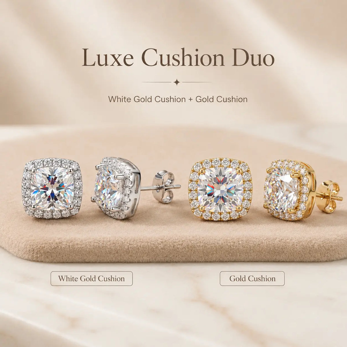 [moissanite studs] VVS1 Moissanite Halo Studs - Zero Droop Comfort & 100% Waterproof Brilliance | Claim 90% OFF Today🔥