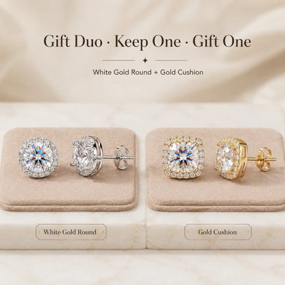 [moissanite studs] VVS1 Moissanite Halo Studs - Zero Droop Comfort & 100% Waterproof Brilliance | Claim 90% OFF Today🔥