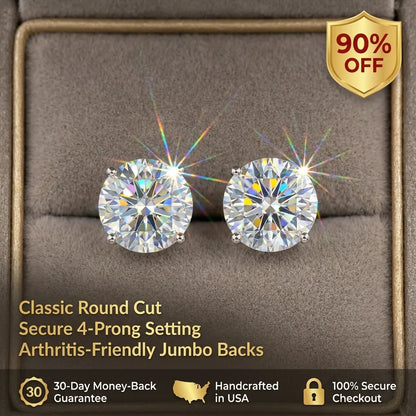 [new earrings] 1-6.00 CTW Classic Round Lab-Created Diamond Stud Earrings - Secure 4-Prong & Hypoallergenic-Last Day Sale🔥90% OFF