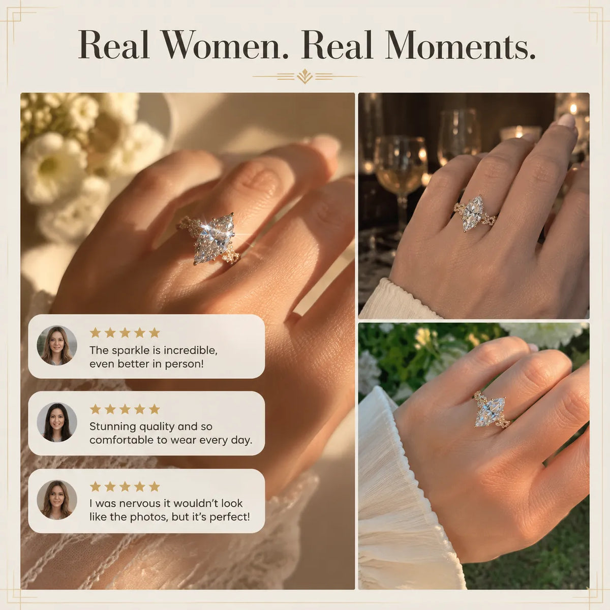 [90%] Marquise Lab-Grown Diamond Ring | Slimming Elegance Twisted Vine Ring in 18K Gold--Last Day Sale-90% OFF🔥