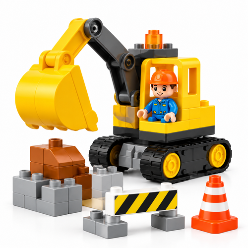 Virexaxe® Construction Excavator Playset – Building Blocks and Pretend Play Toy