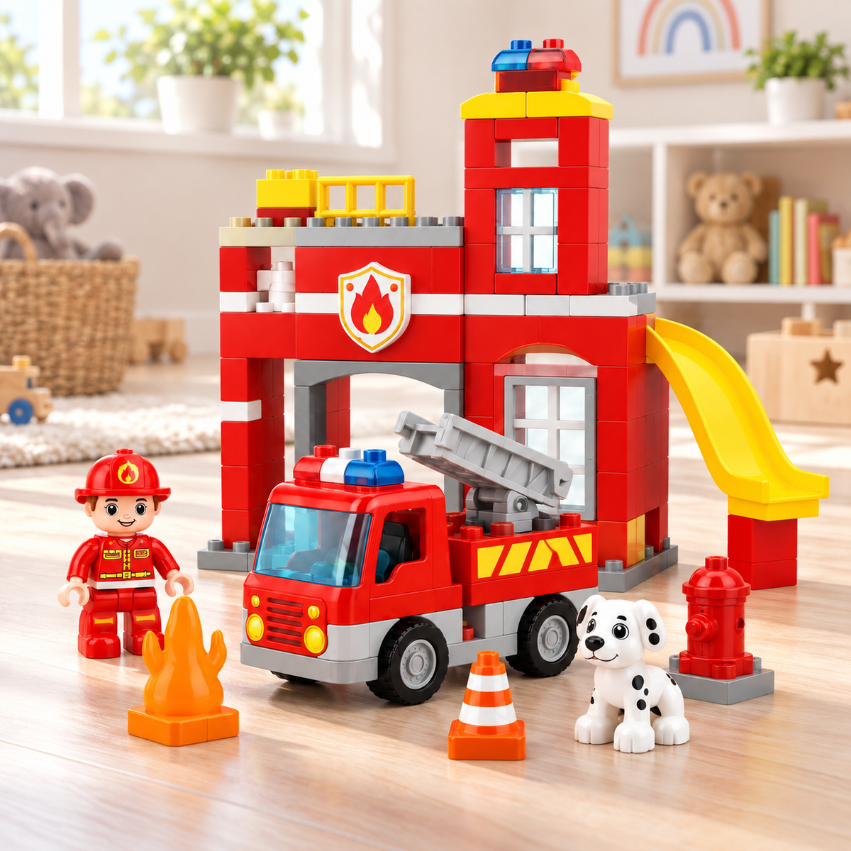 Virexaxe® Fire Station Building Playset – Fire Truck and Rescue Adventure Toy