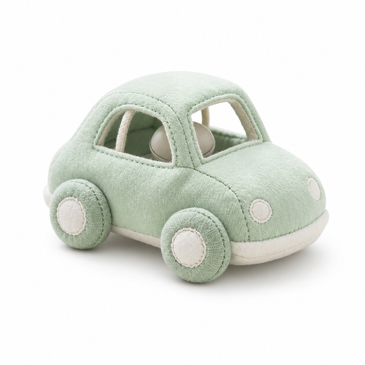 Virexaxe® Soft Fabric Toy Car Rattle – Mint Green Sensory Play Toy