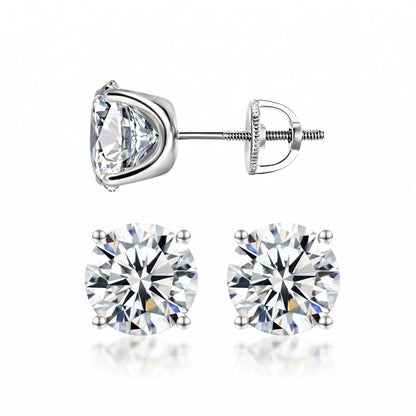 [90% off – today only!] 1-6.00 CTW Classic Round Lab-Created Diamond Stud Earrings - Secure 4-Prong & Hypoallergenic-Last Day Sale🔥90% OFF