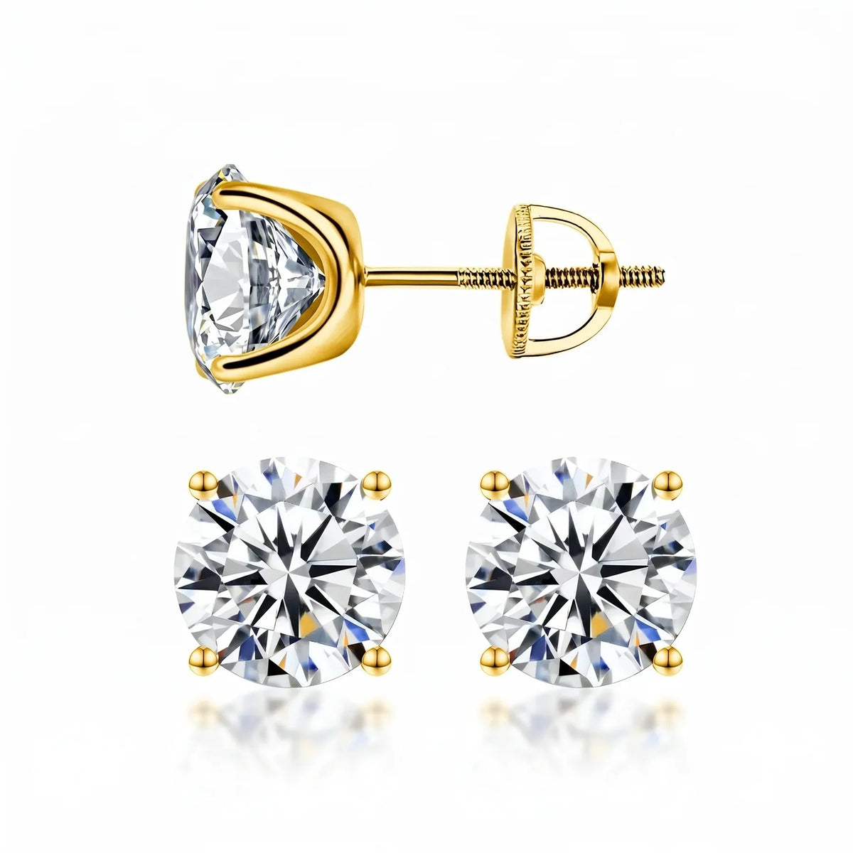 [90% off – today only!] 1-6.00 CTW Classic Round Lab-Created Diamond Stud Earrings - Secure 4-Prong & Hypoallergenic-Last Day Sale🔥90% OFF