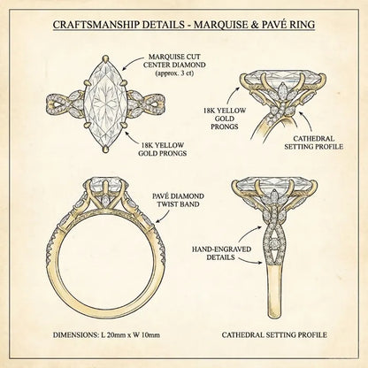 [90%] Marquise Lab-Grown Diamond Ring | Slimming Elegance Twisted Vine Ring in 18K Gold--Last Day Sale-90% OFF🔥