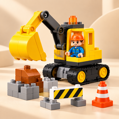Virexaxe® Construction Excavator Playset – Building Blocks and Pretend Play Toy