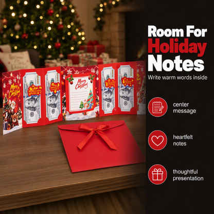🎅Christmas Money Envelope for Cash,Creative Folding Money Holder with 6 Slots,Luxury Paper Cash Gift Card Holder, DIY HolidayMoney Gift Envelope for Xmas, Women Men GirlsBoys Mom Dad
