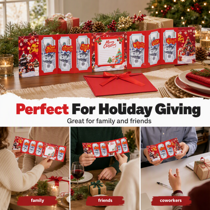 🎅Christmas Money Envelope for Cash,Creative Folding Money Holder with 6 Slots,Luxury Paper Cash Gift Card Holder, DIY HolidayMoney Gift Envelope for Xmas, Women Men GirlsBoys Mom Dad