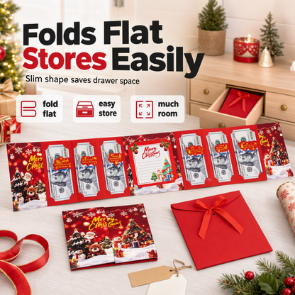 🎅Christmas Money Envelope for Cash,Creative Folding Money Holder with 6 Slots,Luxury Paper Cash Gift Card Holder, DIY HolidayMoney Gift Envelope for Xmas, Women Men GirlsBoys Mom Dad