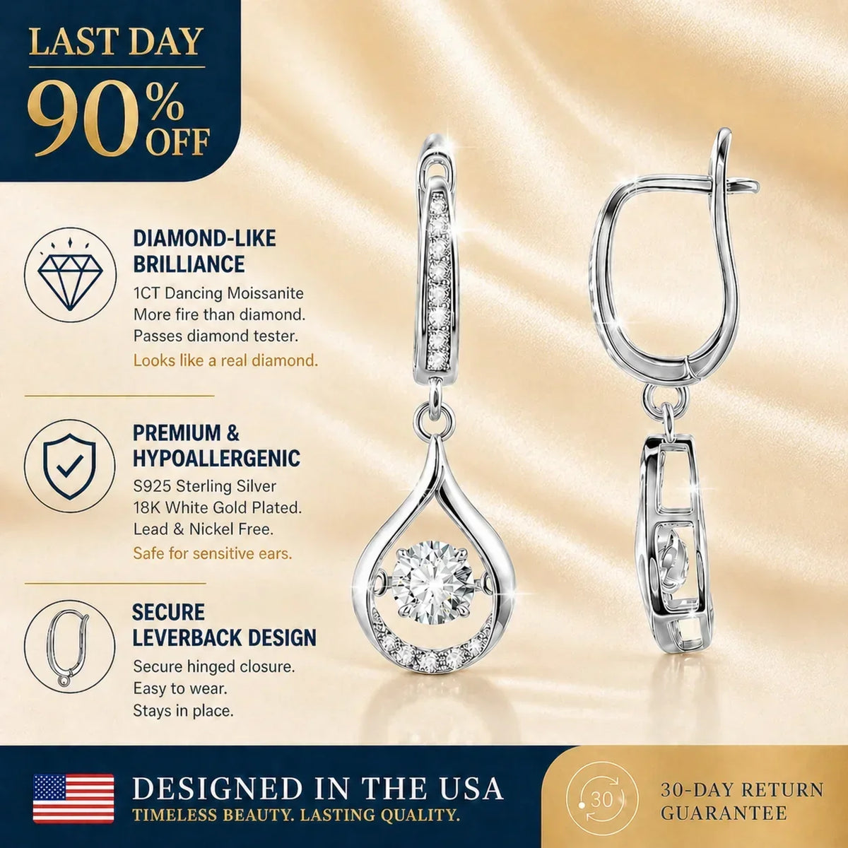 [Last five minutes] 1-Carat "Dancing" Moissanite Earrings – The Pure S925 Comfort & Sparkle You Deserve💎